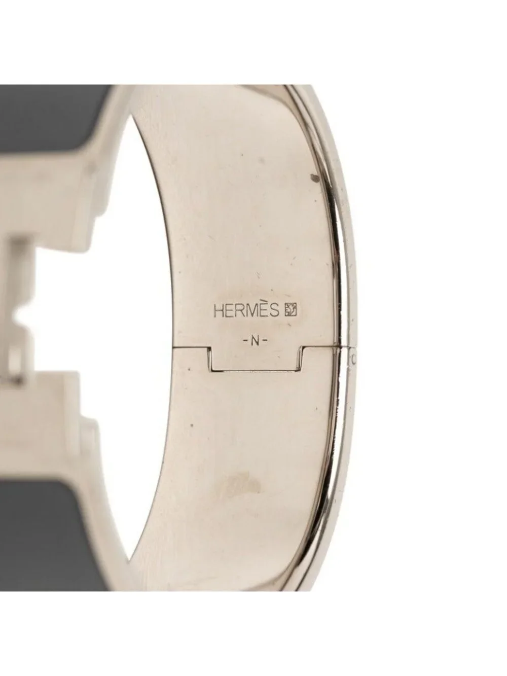 Hermes Clic Clac PM Bracelet Silver Gray Metal Enamel